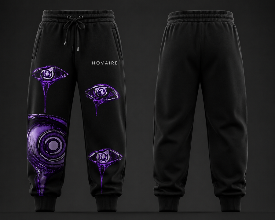 NOVAIRE “Eyes” Sweatpants – Black Neon Edition